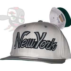  New York White/Black Script Snapback Hat Cap Everything 