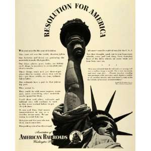   Lady Liberty Statue WWII War Production   Original Print Ad Home