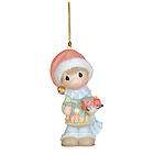 Precious Moments Boy with Toy Hammer and Train Christmas Ornament