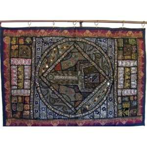  VINTAGE INDIAN BIG WALL TAPESTRY ART DECORATIVE THROW 