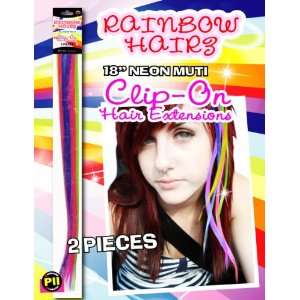  Clip on Rainbow Hair Extensions 18 2pc Pack Beauty