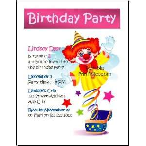  Clown Birthday Party Invitation Toys & Games