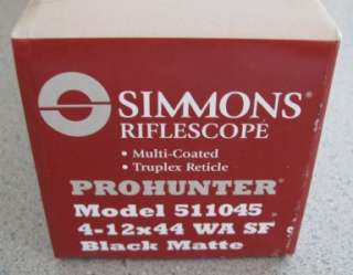 NEW Simmons ProHunter 4 12x44 Rifle Scope Black 511045  