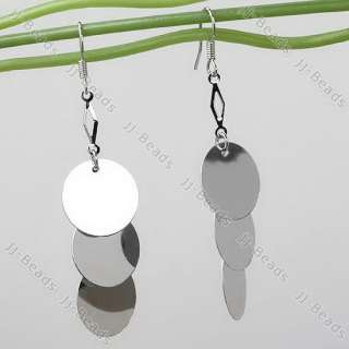 Silvery Coin Round Dangle Nickel Free Hoop Earring Lady  