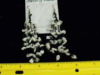   STERLING SILVER 925 DROP NICE WHITE STONE EARRINGS NEW OLD STOCK