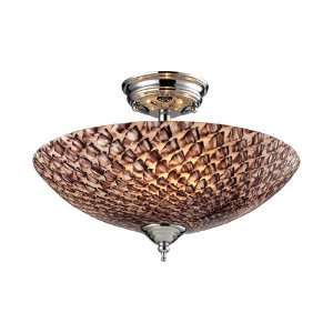  Night Glow 3 Light Semi Flush Mount in Cocoa and Polished 