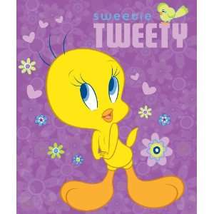  Sweetie Tweety Bird Plush Raschel Twin Size Blanket 60x80 