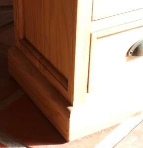 Country Oak Side Table with Two Drawers & Wicker Storage Basket  
