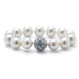   Jewelry Silvertone Metal Simulated Pearl and Crystal Bracelet: Jewelry