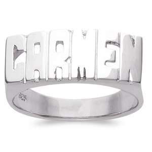   Sterling Silver Large Block Name Ring   Personalized Jewelry Jewelry