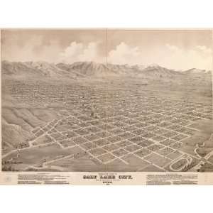  1875 Birds eye map of Salt Lake City, Utah