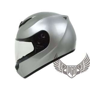 PGR Arrow Full Face DOT Approved Motorcycle Helmet (Small, Silver)