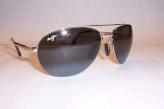 New In Box Maui Jim 210 17 PILOT Sunglasses SILVER/GREY  