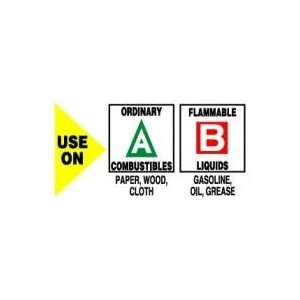  Labels USE ON ORDINARY COMBUSTIBLES PAPER, WOOD, CLOTH 
