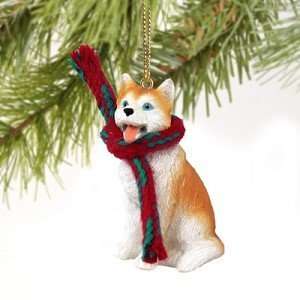  Husky Miniature Dog Ornament   Red & White: Home & Kitchen