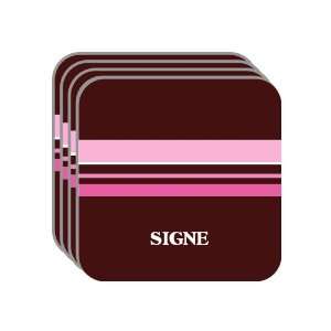 Personal Name Gift   SIGNE Set of 4 Mini Mousepad Coasters (pink 