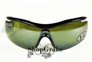   Sunglasses UA Clutch Shiny Black Green Game Day Light Weight P  