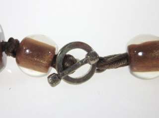 DESIGNER Bronze Shimmer Glass Beaded Strand Necklace  