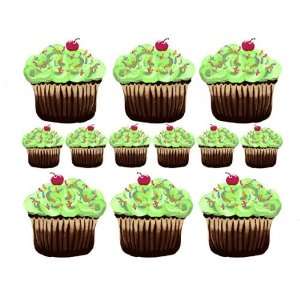  Instant Murals   Mini Green Cupcakes Wall Stickers Baby