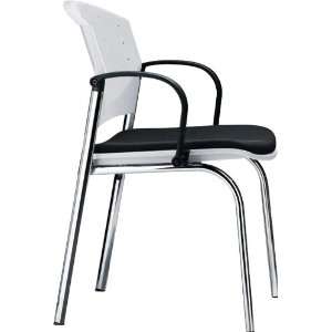  Eddy 4 Post Chrome Stack Side Chair with Upholstered Seat 