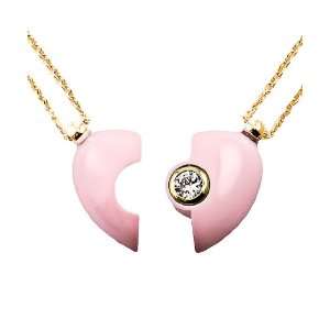 Petra Azar Magnetic Vermeil and Pink Resin Lucky Hearts Pendant with 