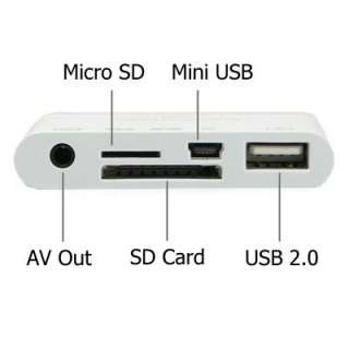In 1 Card Reader Connection Kit AV to TV Sync charge Mini USB slot 
