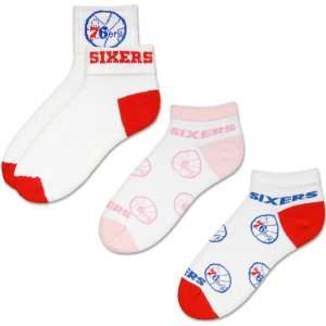  Philadelphia 76ers Womens 3 Pair Sock Pack: Sports 