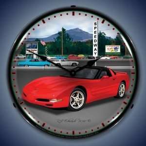  C5 Corvette Raceway Lighted Wall Clock: Home & Kitchen