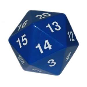   : Jumbo Dice: Blue/White Opaque 55mm d20 Countdown Die: Toys & Games