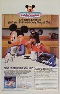 87 Disney Mickey Mouse Club~OREO COOKIES~Milk Print AD  