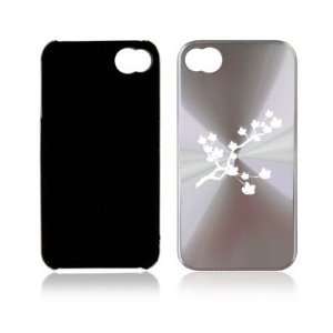   4S 4G Silver A658 Aluminum Hard Back Case Cherry Blossom Flowers