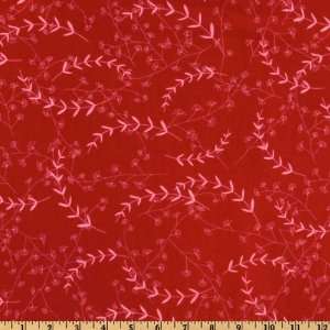   Love Birds Leaves Cranberry Fabric By The Yard: Arts, Crafts & Sewing