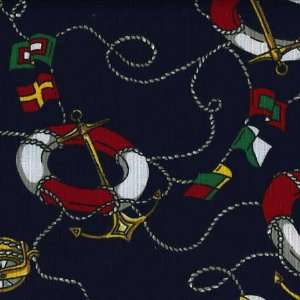   CRAN2 BLUE Nautical Fabric by Cranston, Navy Arts, Crafts & Sewing