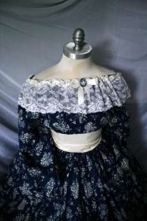 Custom any sz floral/Ivory lace cotton civil war victoria prairie 