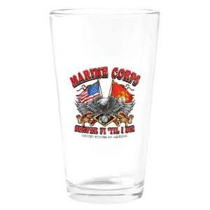  Pint Drinking Glass Marine Corps Semper Fi Til I Die 