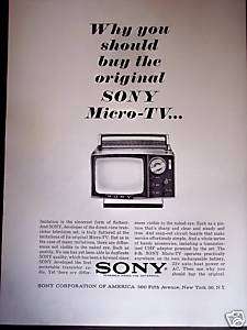 1964 SONY Micro TV mini portable Television print ad  