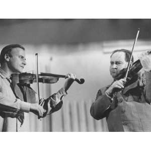 Violinists David Oistrakh and Yehudi Menuhin Rehearsing for United 