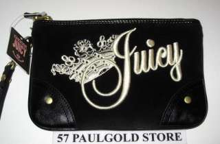 NWT JUICY COUTURE BLACK VELVET LARGE WRISTLET~WITH JUCIY COUTURE CROWN 