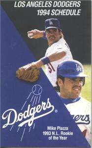 Los Angeles Dodgers 1994 Vintage Pocket Schedule  
