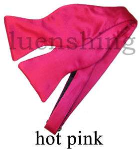 New Wedding Prom 100% Silk self tie Bowtie Hot Pink  