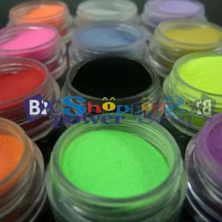12 Mix Colors Nail Art Acrylic Powder Builder Set #B  