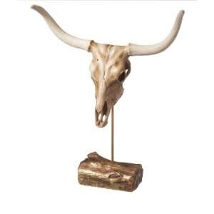  Pack of 2 Hunting Lodge Steer Horn Skull Table Top Statues 