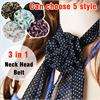3in1 Fashion New Silk Scarf Neck Head Wrap Belt + Flower Clip Multi 