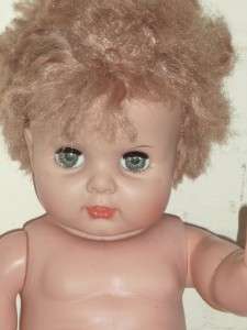 Uneeda Baby doll 20 drink n wet vinyl cries pink dress  