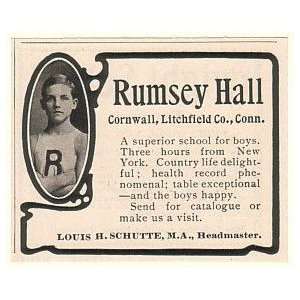  1908 Rumsey Hall School for Boys Cornwall CT Print Ad 