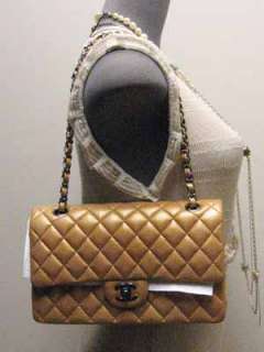 Chanel Lush Caramel Beige Classic Medium Flat Caviar Leather Flap Bag 