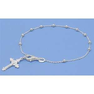   Rosary Cross Charm Bracelet with Beads   Length 7   Italian Design