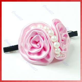 Cute Sweet Rose Flower Beads S Shape Hair Barrette Alligator Clip 