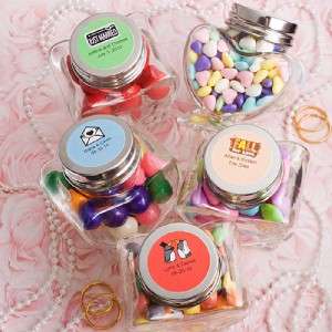 100 Personalized Clear Glass Heart Shaped Jar Favors  