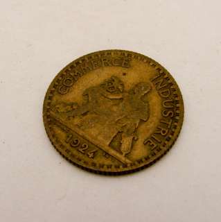 Description 1924 France 1 Franc Coin Bon Pour Vintage